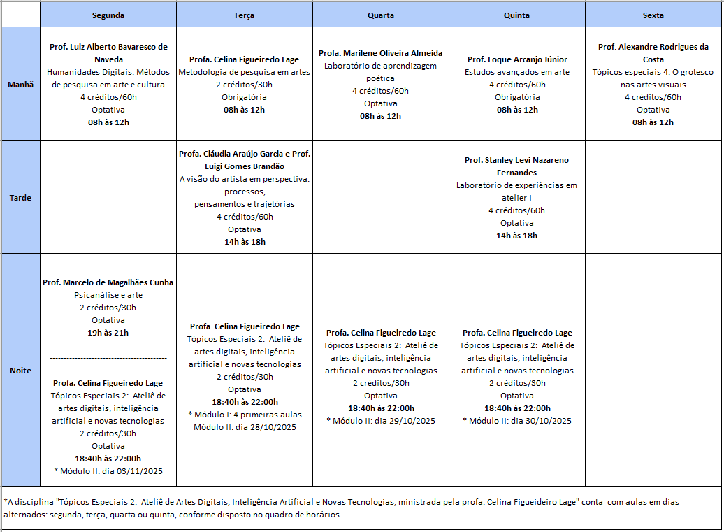 quadro de horarios 02 2025